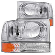 Load image into Gallery viewer, ANZO 2000-2004 Ford Excursion Crystal Headlights Chrome w/ Corner Lights 2pc - Main Product View
