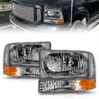 Load image into Gallery viewer, ANZO 2000-2004 Ford Excursion Crystal Headlights Chrome w/ Corner Lights 2pc - Side View