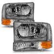 Load image into Gallery viewer, ANZO 2000-2004 Ford Excursion Crystal Headlights Chrome w/ Corner Lights 2pc - Back View