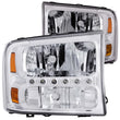 Load image into Gallery viewer, ANZO 2000-2004 Ford Excursion Crystal Headlights Chrome w/ LED 1pc - Main Product View