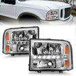 Load image into Gallery viewer, ANZO 2000-2004 Ford Excursion Crystal Headlights Chrome w/ LED 1pc - Side View