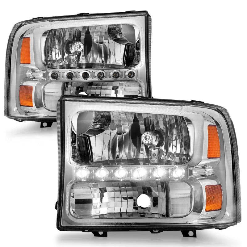 ANZO 2000-2004 Ford Excursion Crystal Headlights Chrome w/ LED 1pc - Additional View 5