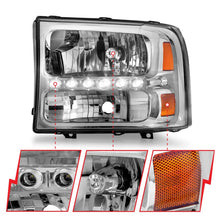 Load image into Gallery viewer, ANZO 2000-2004 Ford Excursion Crystal Headlights Chrome w/ LED 1pc - Additional View 9
