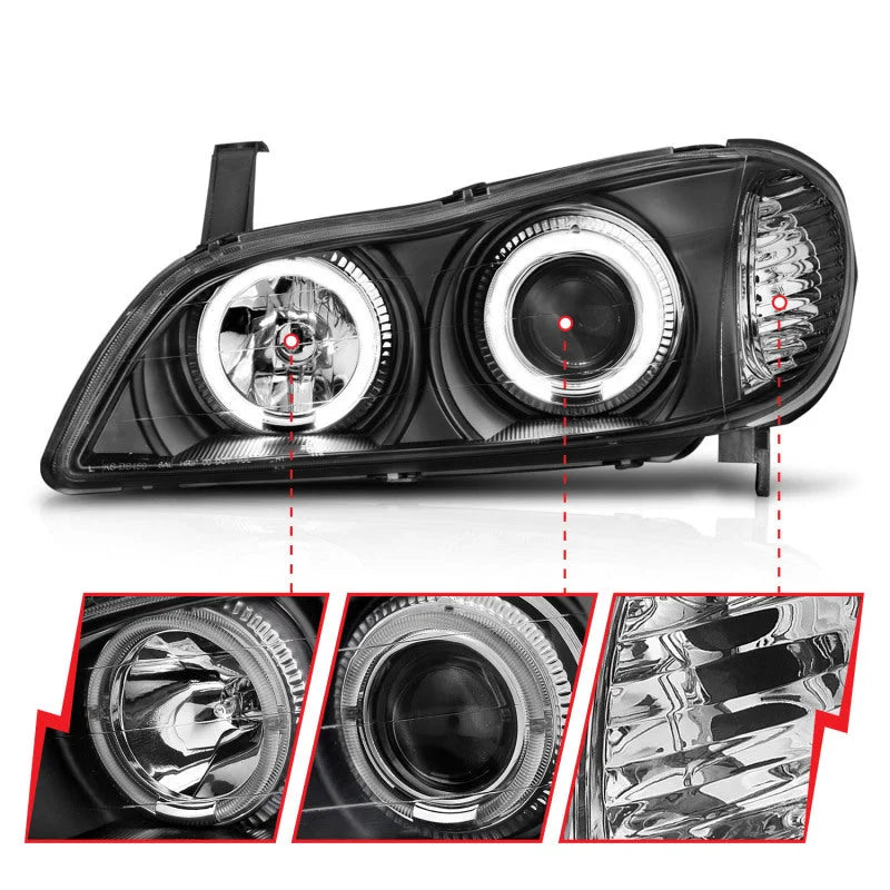 ANZO 2000-2004 Infiniti I30 Projector Headlights w/ Halo Black - Additional View 7