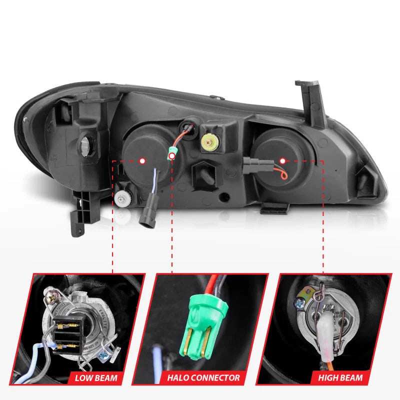ANZO 2000-2004 Infiniti I30 Projector Headlights w/ Halo Black - Additional View 8