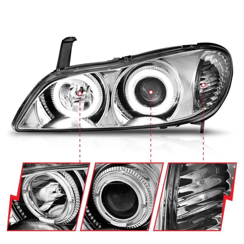 ANZO 2000-2004 Infiniti I30 Projector Headlights w/ Halo Chrome - Installation View