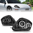Load image into Gallery viewer, ANZO 2000-2005 Mitsubishi Eclipse Projector Headlights w/ Halo Black - Main Product View