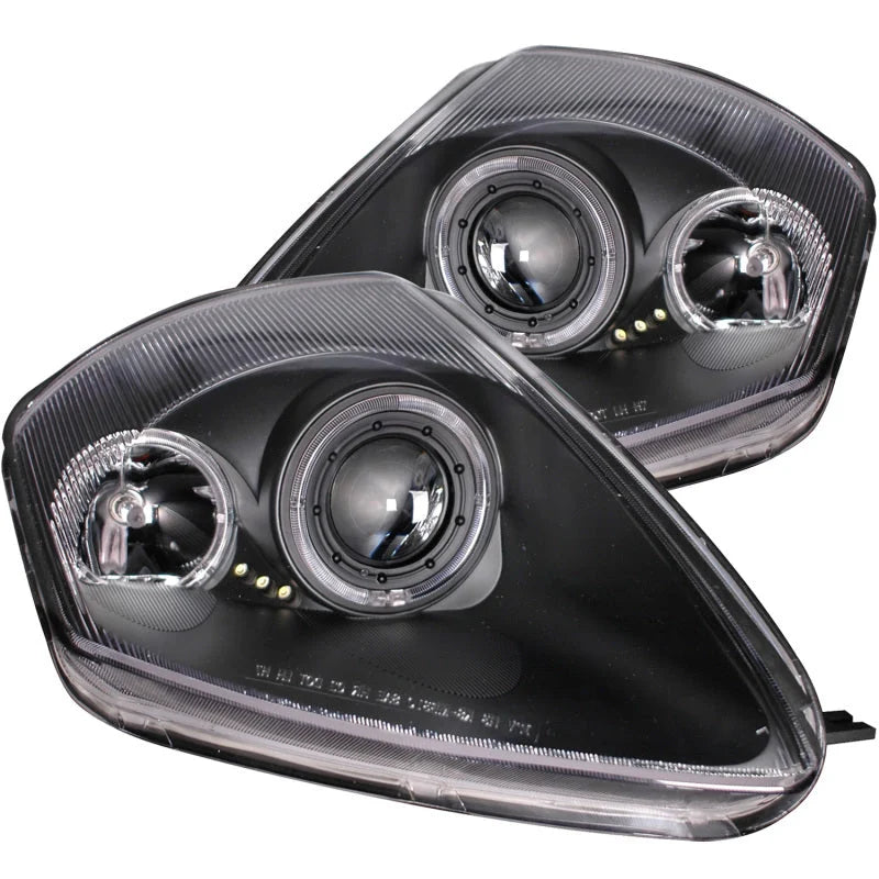 ANZO 2000-2005 Mitsubishi Eclipse Projector Headlights w/ Halo Black - Side View