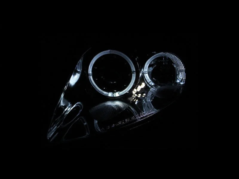 ANZO 2000-2005 Mitsubishi Eclipse Projector Headlights w/ Halo Black - Back View