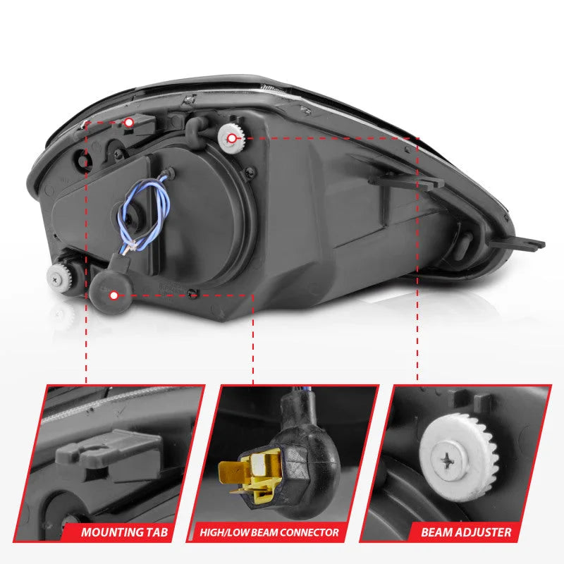 ANZO 2000-2005 Mitsubishi Eclipse Projector Headlights w/ Halo Black - Additional View 6