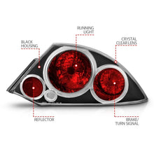 Load image into Gallery viewer, ANZO 2000-2005 Mitsubishi Eclipse Taillights Black - Back View