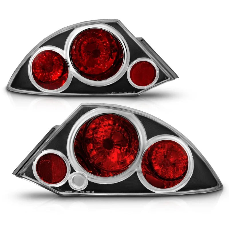 ANZO 2000-2005 Mitsubishi Eclipse Taillights Black - Installation View