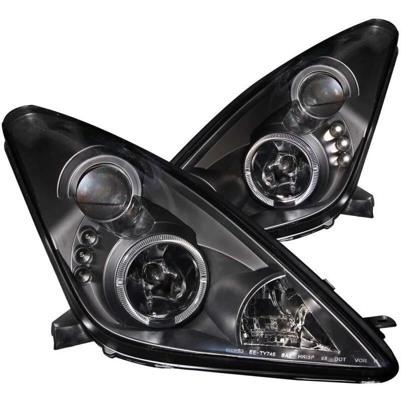 ANZO 2000-2005 Toyota Celica Projector Headlights w/ Halo Black - Main Product View