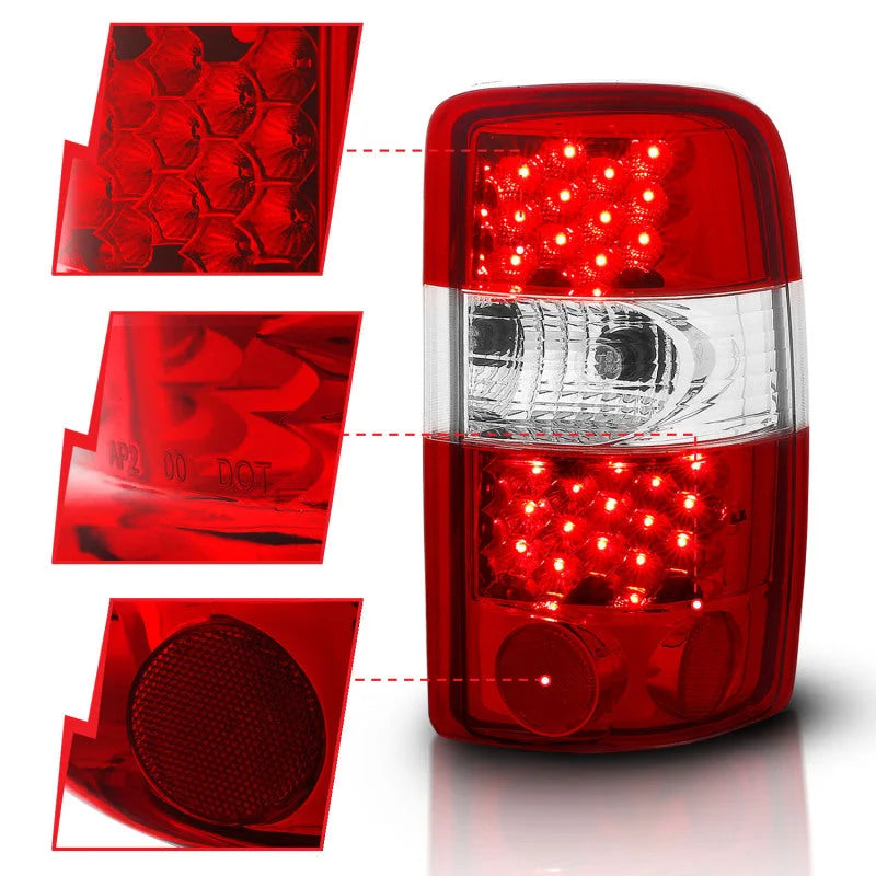 ANZO 2000-2006 Chevrolet Suburban LED Taillights Red/Clear - Installation View