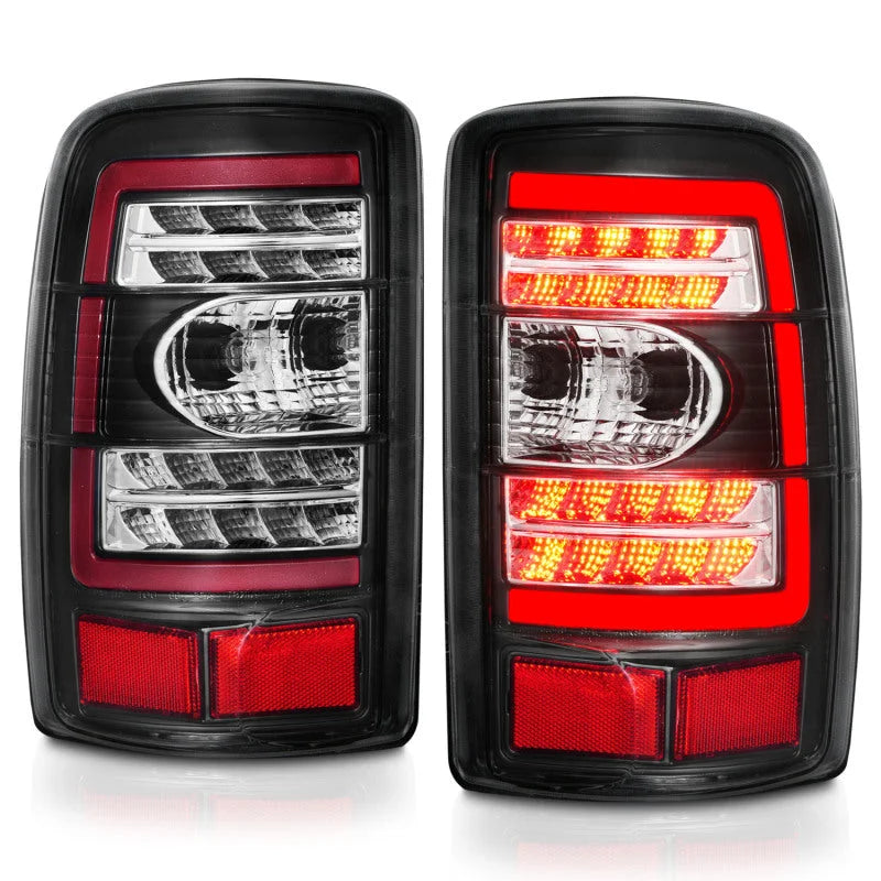 ANZO 2000-2006 Chevrolet Tahoe LED Tail Lights w/ Clear Lens Black Housing - Back View