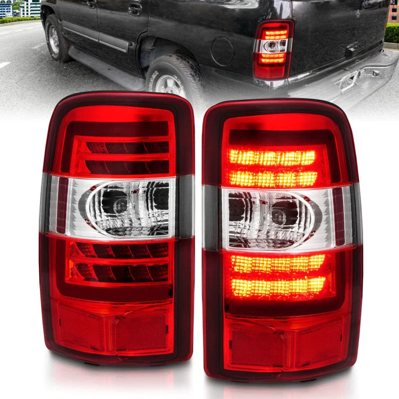 ANZO 2000-2006 Chevrolet Tahoe LED Tail Lights w/ Red Lens Chrome Housing - Main Product View