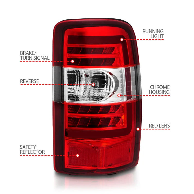 ANZO 2000-2006 Chevrolet Tahoe LED Tail Lights w/ Red Lens Chrome Housing - Additional View 6
