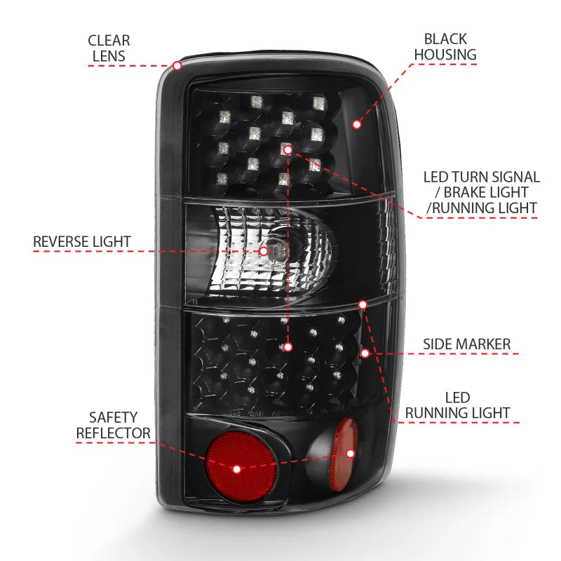 ANZO 2000-2006 Chevrolet Tahoe Led Taillights Black/Clear - Additional View 5