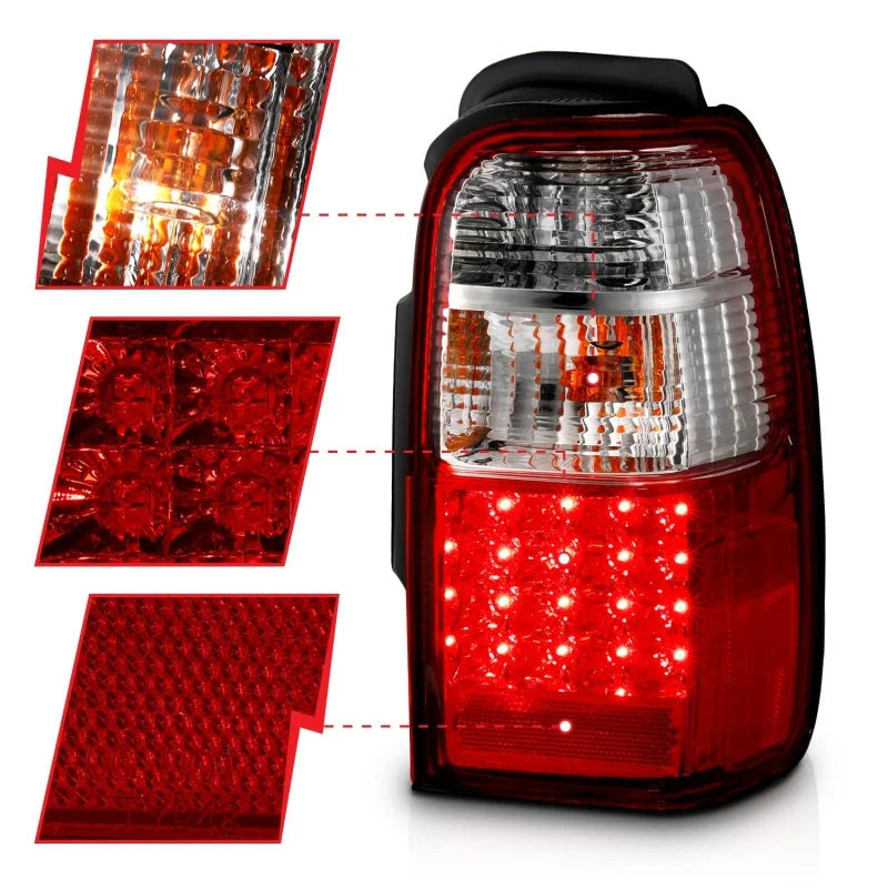 ANZO 2001-2002 Toyota 4 Runner LED Taillights Red/Clear - Back View