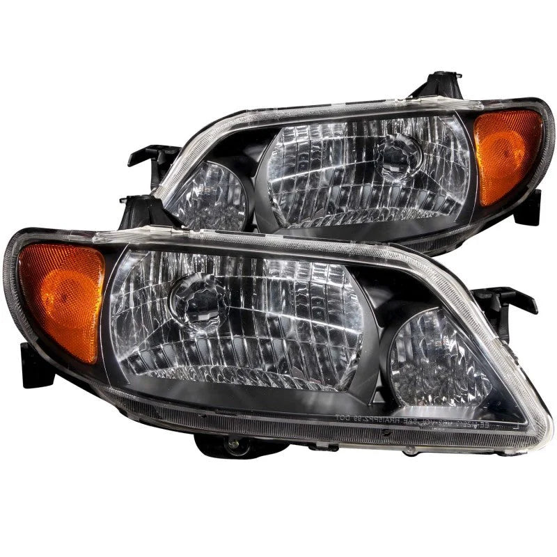 ANZO 2001-2003 Mazda Protege Crystal Headlights Black - Main Product View