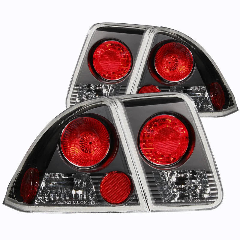 ANZO 2001-2004 Honda Civic Taillights Black - Main Product View