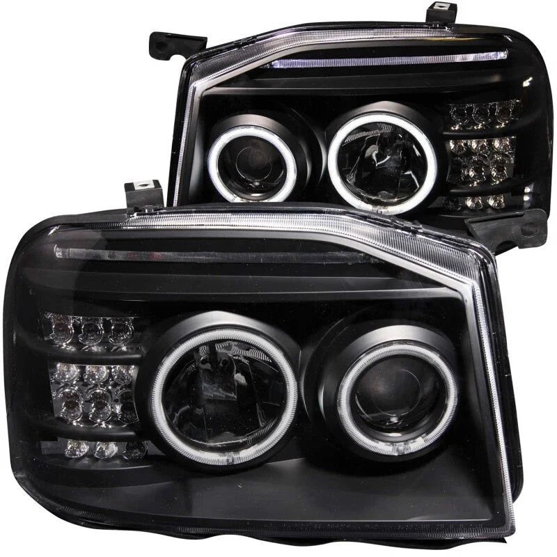 ANZO 2001-2004 Nissan Frontier Projector Headlights w/ Halo Black (CCFL) - Main Product View