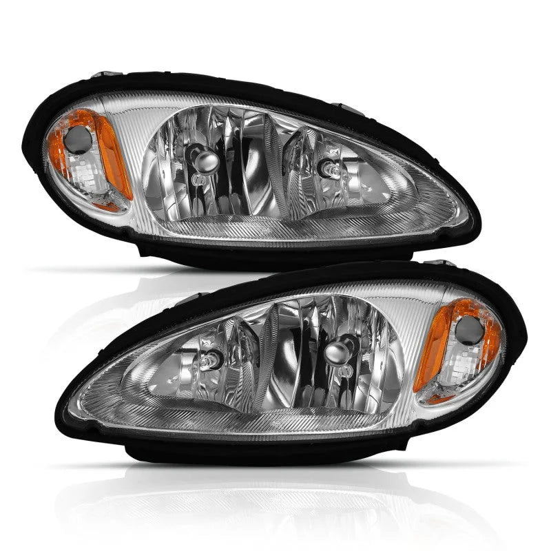 ANZO 2001-2005 Chrysler Pt Cruiser Crystal Headlight Chrome Amber (OE) - Side View