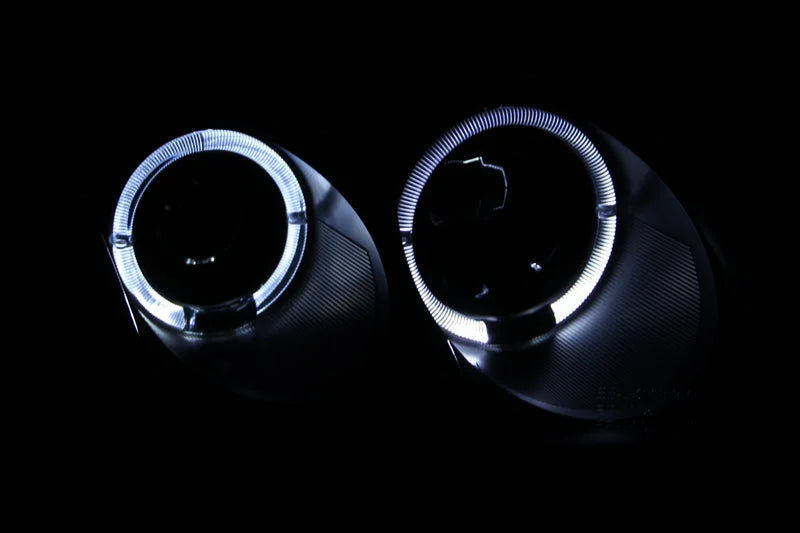 ANZO 2001-2005 Volkswagen Passat Projector Headlights w/ Halo Black - Side View