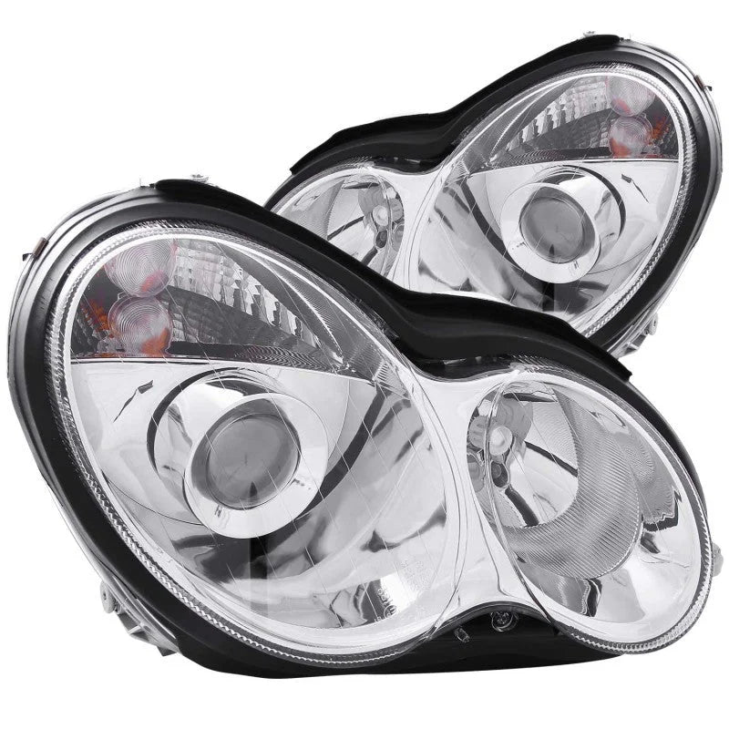 ANZO 2001-2007 Mercedes Benz C Class W203 Projector Headlights Chrome - Main Product View