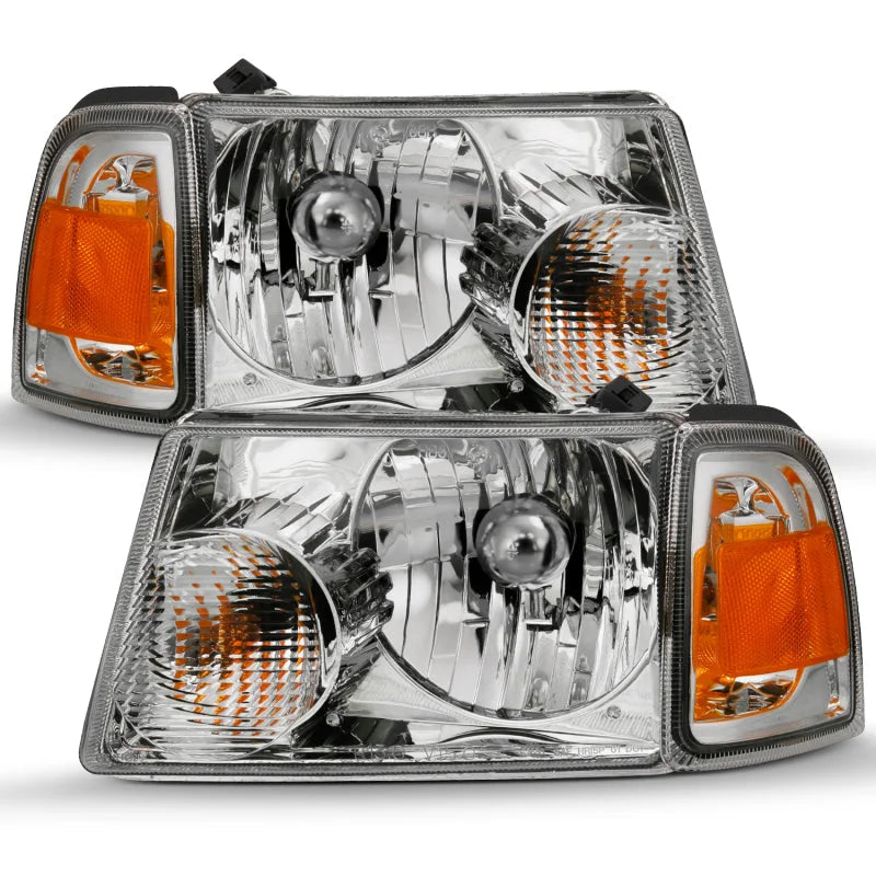 ANZO 2001-2011 Ford Ranger Crystal Headlight Chrome w/Corner Lights (OE Replacement) - Back View