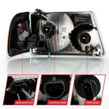 Load image into Gallery viewer, ANZO 2001-2011 Ford Ranger Crystal Headlight Chrome w/Corner Lights (OE Replacement) - Installation View