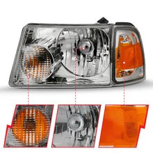 Load image into Gallery viewer, ANZO 2001-2011 Ford Ranger Crystal Headlight Chrome w/Corner Lights (OE Replacement) - Additional View 5