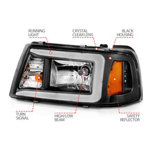 Load image into Gallery viewer, ANZO 2001-2011 Ford Ranger Crystal Headlights w/ Light Bar Black Housing - Additional View 5