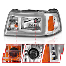 Load image into Gallery viewer, ANZO 2001-2011 Ford Ranger Crystal Headlights w/ Light Bar Chrome Housing - Side View