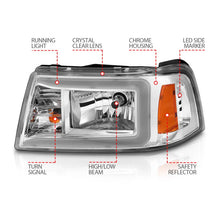 Load image into Gallery viewer, ANZO 2001-2011 Ford Ranger Crystal Headlights w/ Light Bar Chrome Housing - Additional View 5