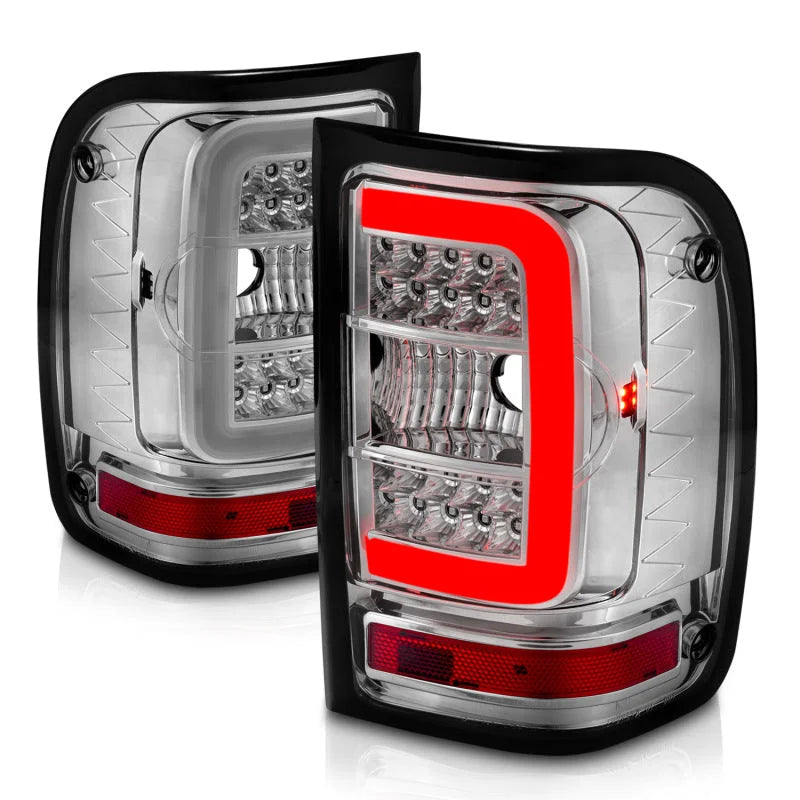 ANZO 2001-2011 Ford  Ranger LED Tail Lights w/ Light Bar Chrome Housing Clear Lens - Additional View 5