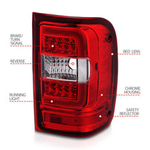 Load image into Gallery viewer, ANZO 2001-2011 Ford  Ranger LED Tail Lights w/ Light Bar Chrome Housing Red/Clear Lens - Additional View 7