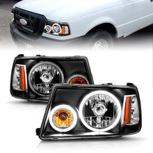 Load image into Gallery viewer, ANZO 2001-2011 Ford Ranger Projector Headlights w/ Halo Black (CCFL) 1 pc - Additional View 5