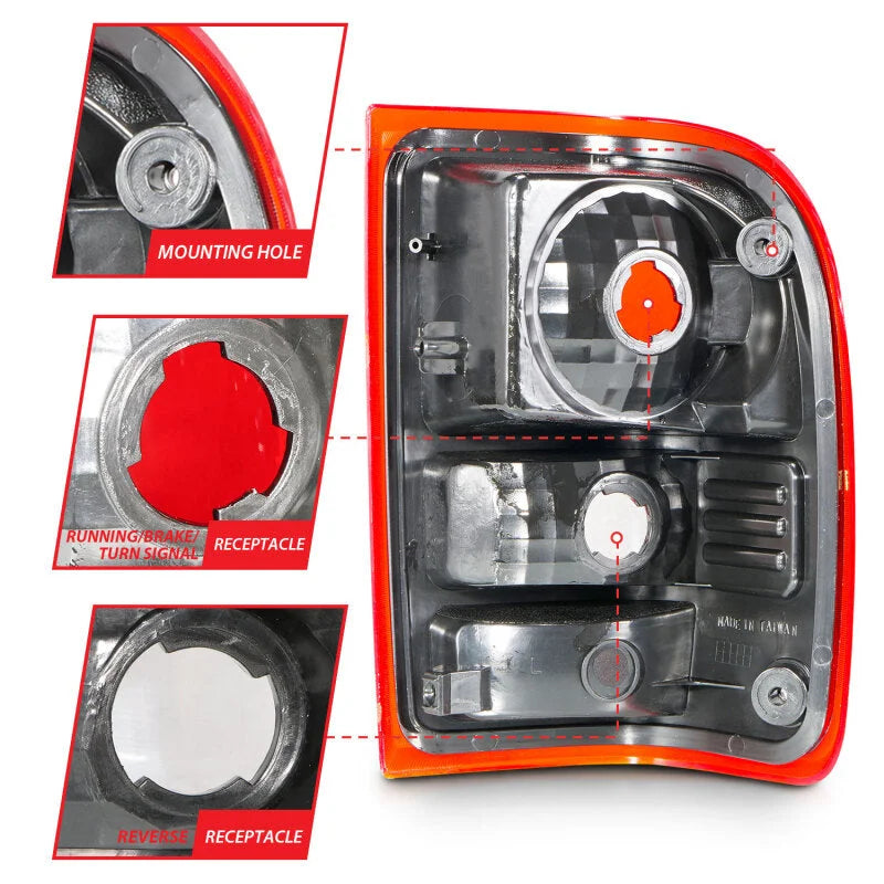 ANZO 2001-2011 Ford Ranger Taillights w/ Red/Clear Lens (OE Replacement) Pair - Installation View