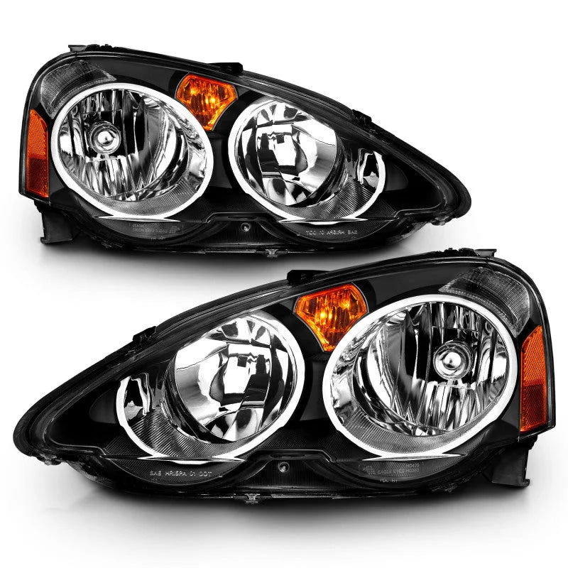 ANZO 2002-2004 Acura Rsx Crystal Headlights Black - Main Product View
