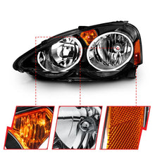 Load image into Gallery viewer, ANZO 2002-2004 Acura Rsx Crystal Headlights Black - Back View