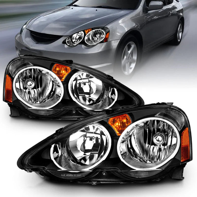 ANZO 2002-2004 Acura Rsx Crystal Headlights Black - Installation View