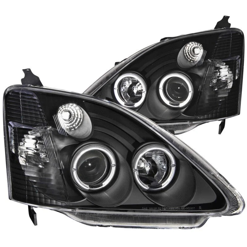 ANZO 2002-2004 Honda Civic Projector Headlights w/ Halo Black - Main Product View