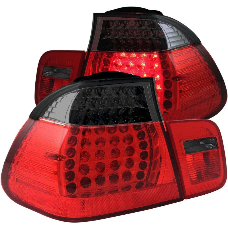 ANZO 2002-2005 4DR BMW 3 Series E46 LED Taillights Red/Smoke - Main Product View