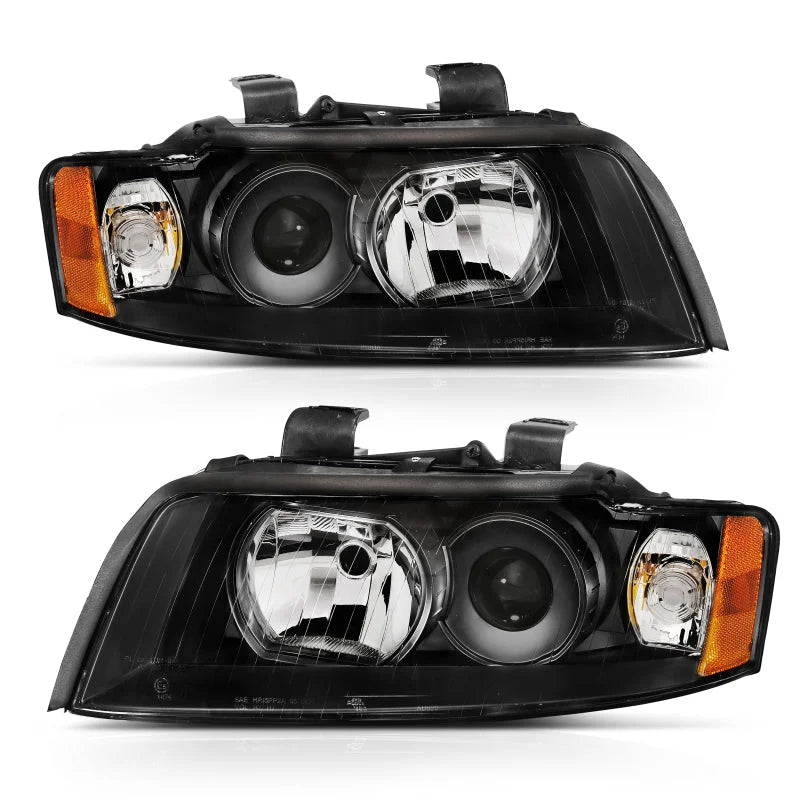 ANZO 2002-2005 Audi A4 Projector Headlight Black G2 (Halogen Type) - Main Product View