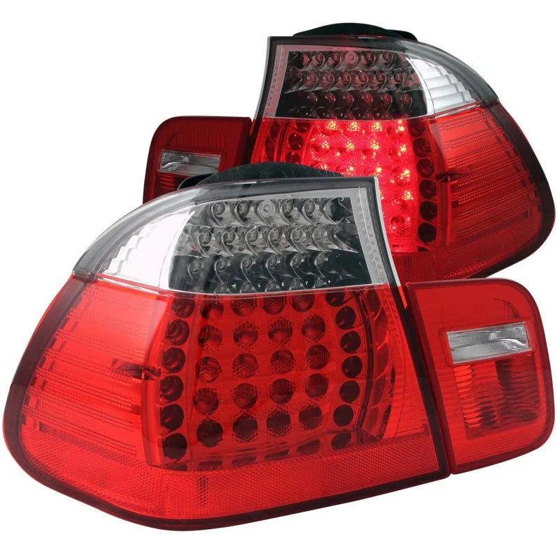 ANZO 2002-2005 BMW 3 Series E46 LED Taillights Red/Clear - Main Product View