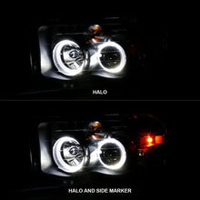 Load image into Gallery viewer, ANZO 2002-2005 Dodge Ram 1500 Projector Headlights w/ Halo Black Clear Amber - Back View