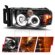 Load image into Gallery viewer, ANZO 2002-2005 Dodge Ram 1500 Projector Headlights w/ Halo Black Clear Amber - Additional View 7