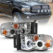 Load image into Gallery viewer, ANZO 2002-2005 Dodge Ram 1500 Projector Headlights w/ Halo Chrome Clear Amber - Main Product View