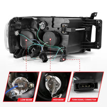Load image into Gallery viewer, ANZO 2002-2005 Dodge Ram 1500 Projector Headlights w/ Halo Chrome Clear Amber - Side View